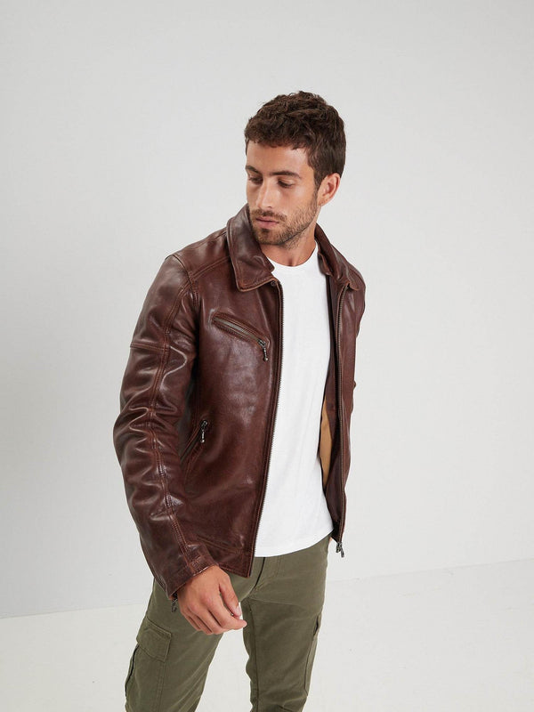 Daytona73 Veste Platon Fake Fur Lamb Paolo — Dark Cognac