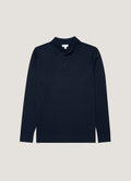 Sunspel Polo Merino LS — Navy / Bakelite