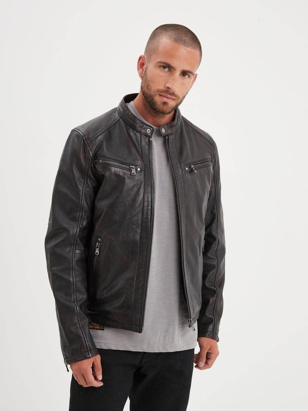 Daytona73 Veste Winstoner — Black / Cognac