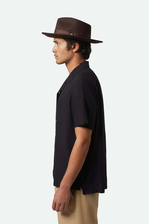 Brixton Bunker S/S Woven Shirt — Black / Whitecap