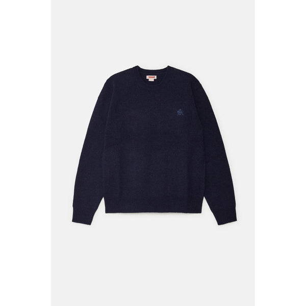 Baracuta Shetland Crewneck — Mid Grey / Navy