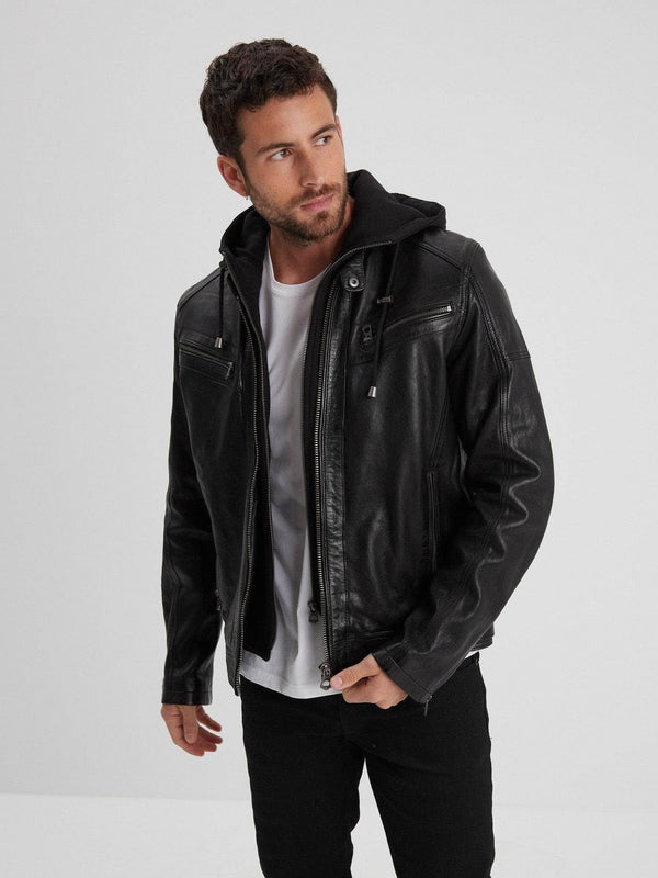 Daytona73 Veste Bishop Hood Lamb Paolo — Black / Dark Cognac