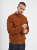 Daytona73 Delf Goat Suede Jacket — Cognac / Curds / Kelp / Tobacco