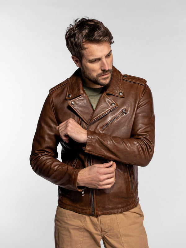 Daytona73 Veste Golberg Lamb Paolo — Dark Cognac