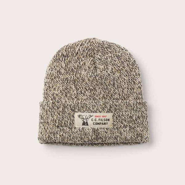 Filson Bonnet Lined Ragg Wool Beanie — Charcoal Heather / Black