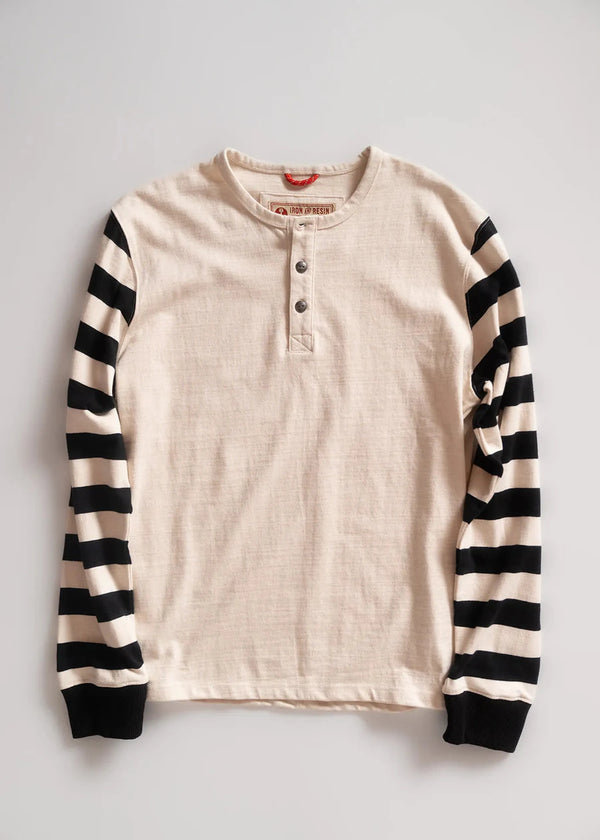 Iron and Resin T-shirt Motor Henley — Natural / Black