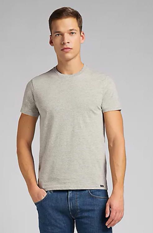 Lee Crew Neck Tee — Grey / Navy