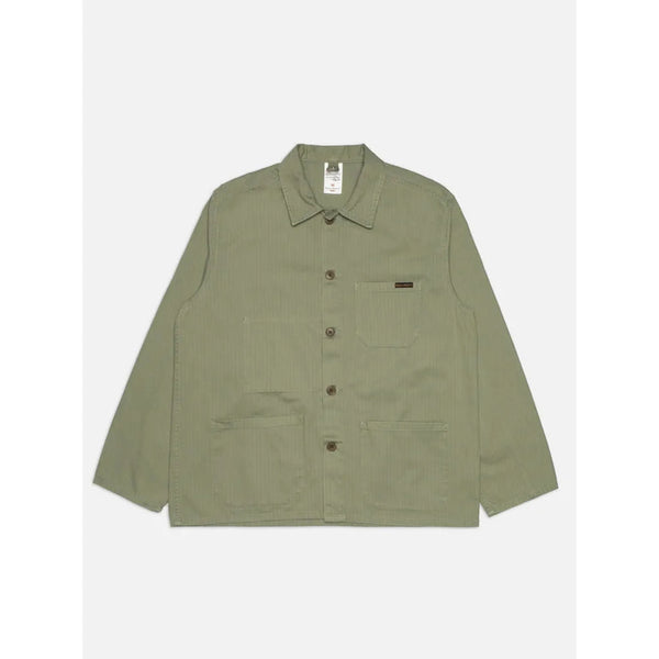 Nudie Jeans Buddy Chore Jacket Herringbone — Pale Green
