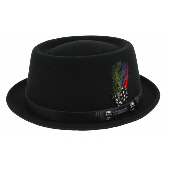 Stetson Chapeau Pork Pie Wool Felt — Black