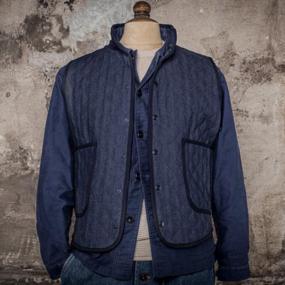04 GILET COL OFF MAT DENIM SMALL small