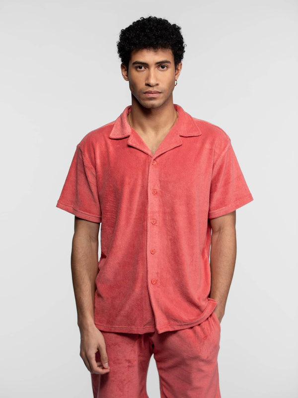 Daytona73 Oxnard Polo Éponge — Corail / Natural / Navy-DAYTONA73-Industrie