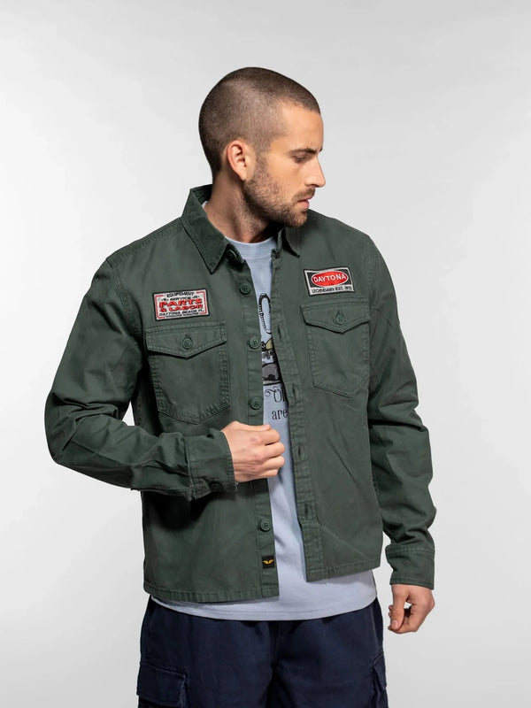 Daytona73 Overshirt Wilcox Prescott Twill — Gaz Blue / Tree Green