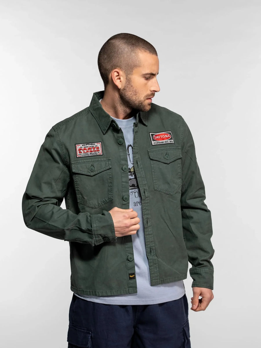 Daytona73 Overshirt Wilcox Prescott Twill — Gaz Blue / Tree Green