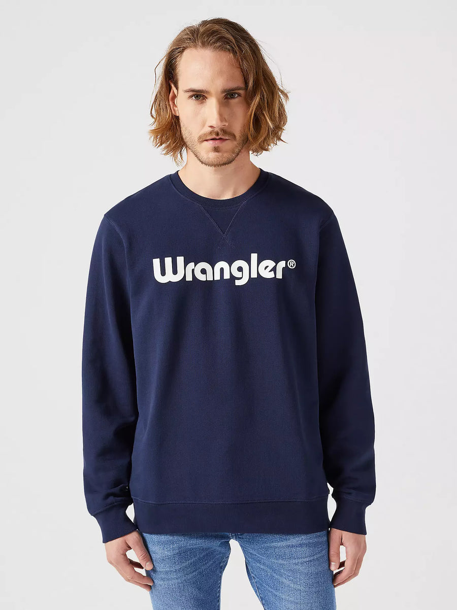 Wrangler Sweatshirt Logo Crew — Navy