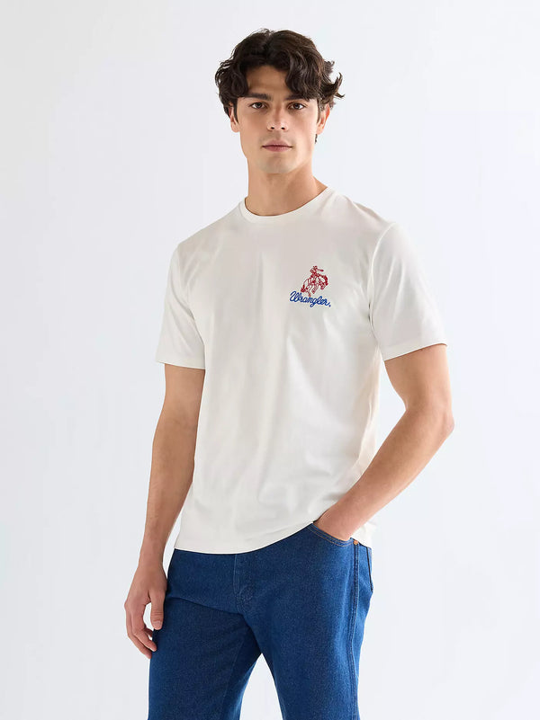Wrangler T-shirt Embroidery Tee — Worn White