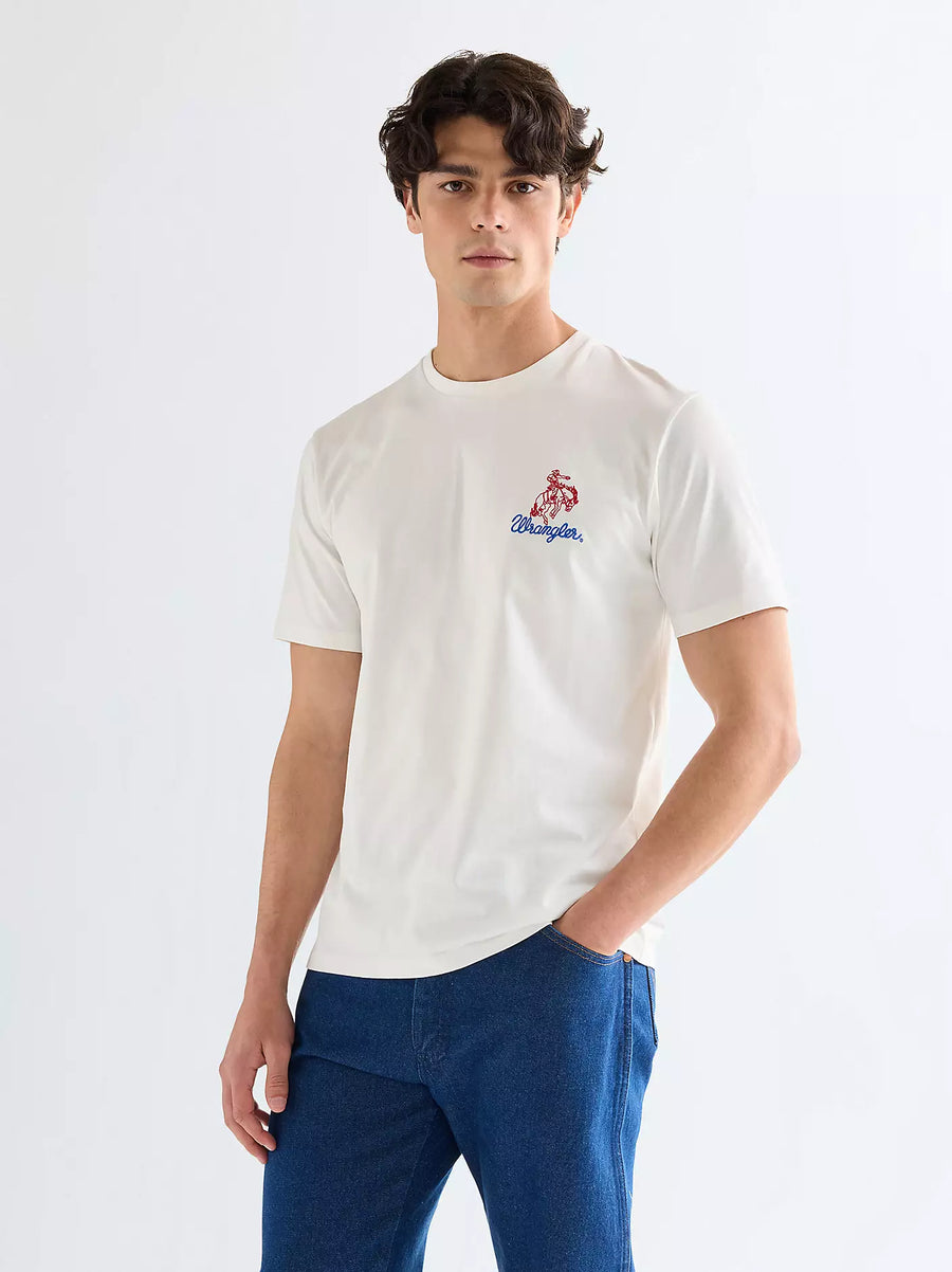 Wrangler T-shirt Embroidery Tee — Worn White