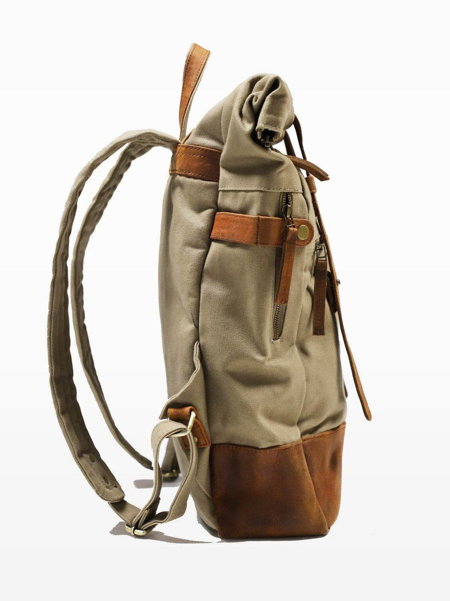 Daytona73 Mercado Canvas Buffalo Bag — Dark Cognac / Beige-DAYTONA73-Industrie