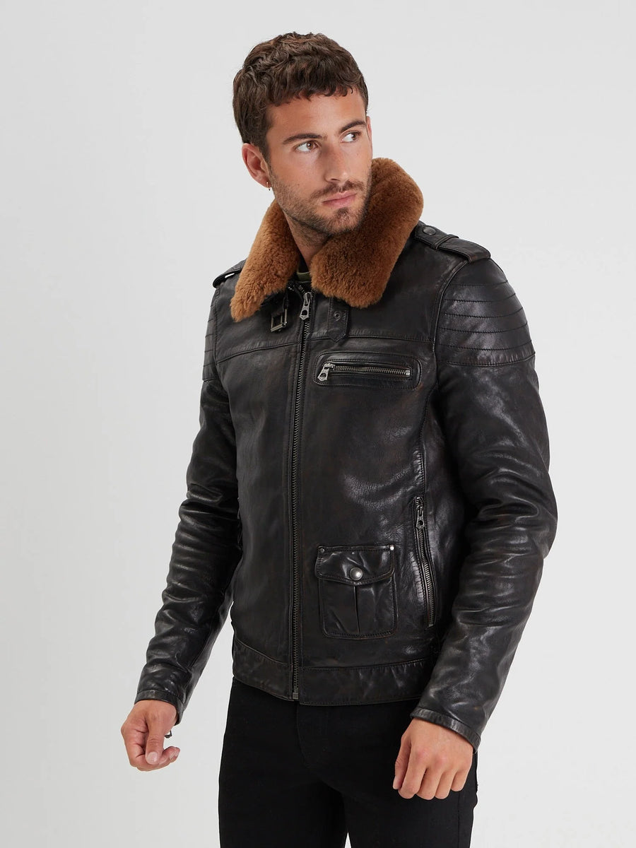 Daytona73 Pirate Fur Lamb Ermis Jacket — Black-DAYTONA73-Industrie
