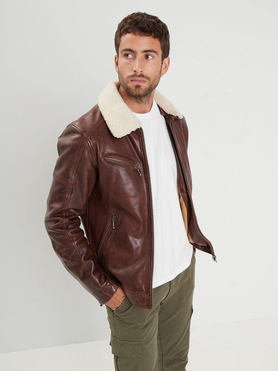 Daytona73 Platon Fake Fur Lamb Paolo Jacket — Dark Cognac-DAYTONA73-Industrie