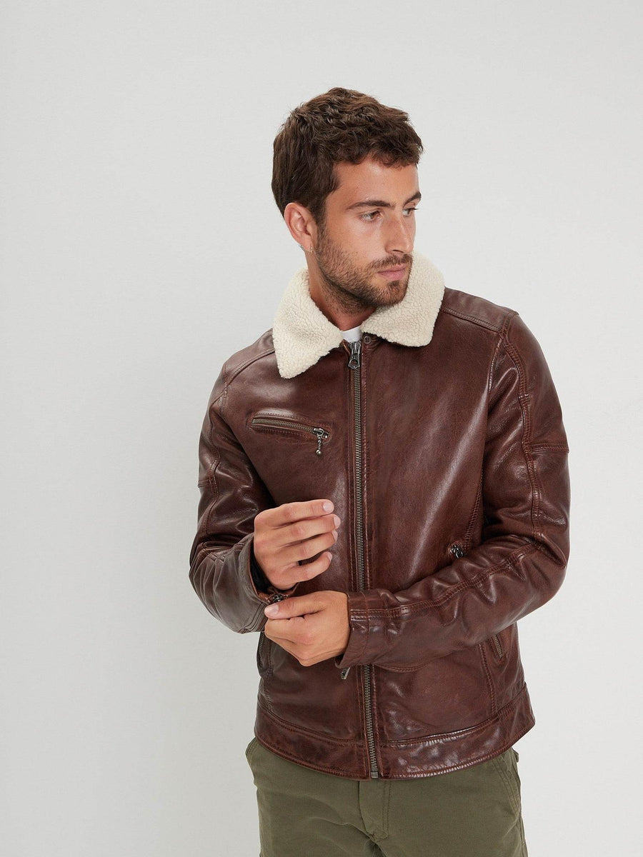 Daytona73 Platon Fake Fur Lamb Paolo Jacket — Dark Cognac-DAYTONA73-Industrie