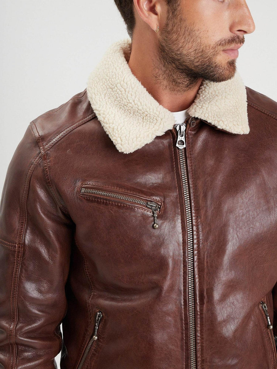 Daytona73 Platon Fake Fur Lamb Paolo Jacket — Dark Cognac-DAYTONA73-Industrie
