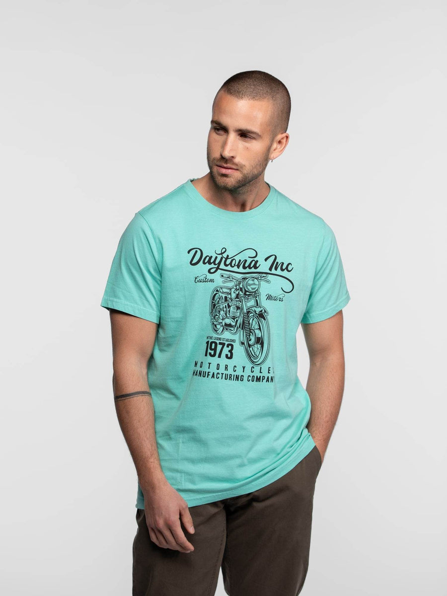 Daytona73 Sherbrooke Combed Cotton T-Shirt — Mint / Navy / White-DAYTONA73-Industrie
