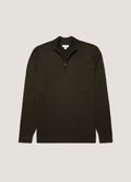 Sunspel Pull Merino Half-Zip — Dark Green