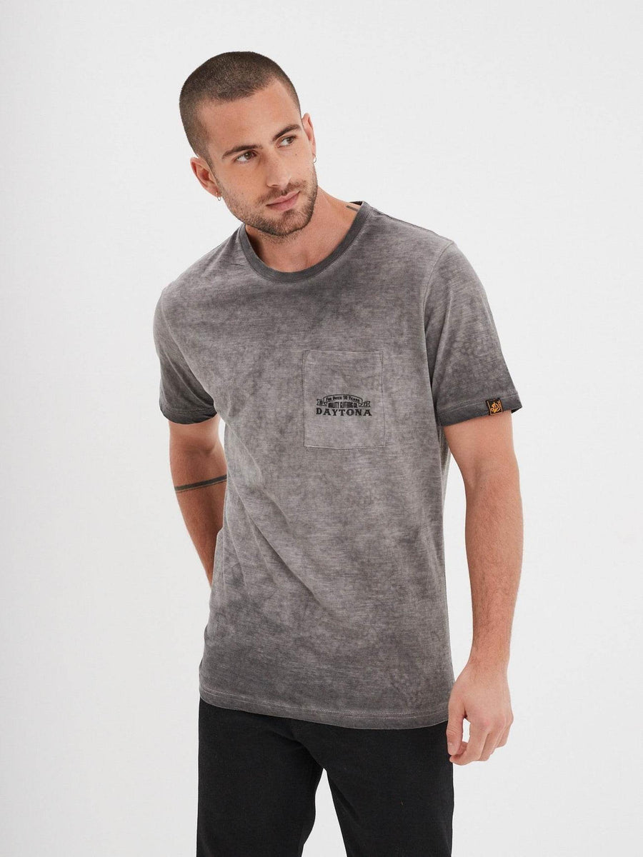 Daytona73 T-shirt Wright Slub Cotton — Black / White