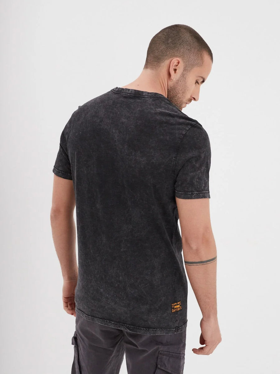 Daytona73 Monroe Slub Cotton T-Shirt — Black / Green Moss-DAYTONA73-Industrie