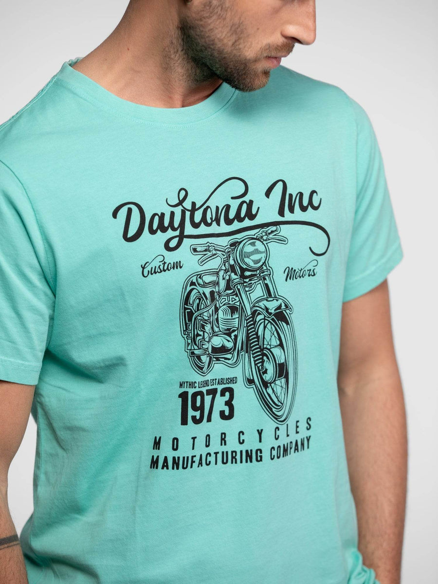 Daytona73 Sherbrooke Combed Cotton T-Shirt — Mint / Navy / White-DAYTONA73-Industrie