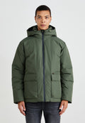 Lee Doudoune Hooded Short Puffer — Olive Gray