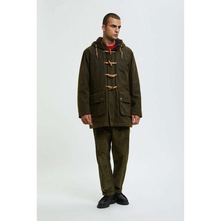 Baracuta Duffle Coat Ciré — Deep Moss Homme-BARACUTA-Industrie