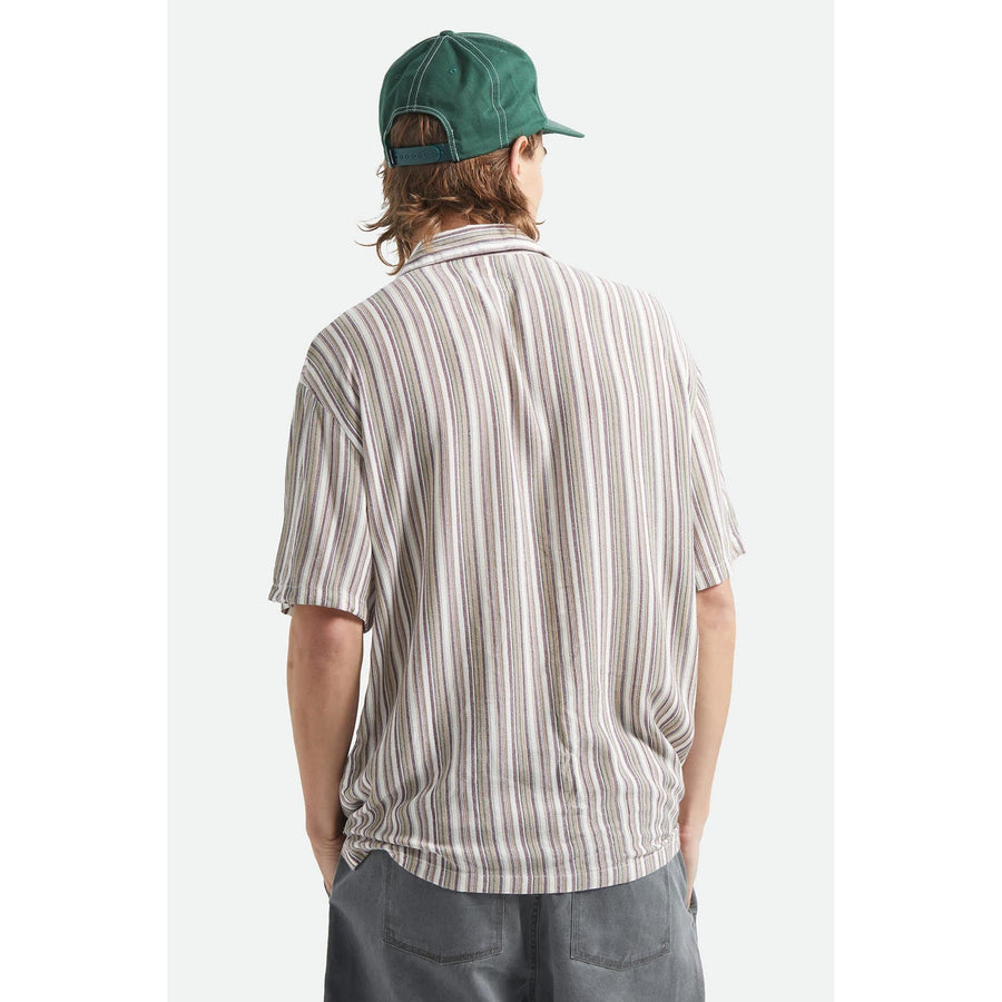 Brixton Bunker Twisted Stripe Chemise Manches Courtes — Robust Red Homme-BRIXTON-Industrie