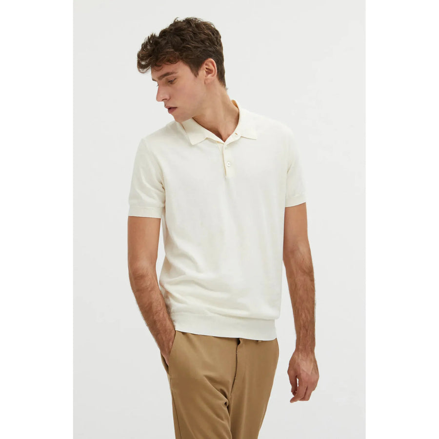 Baracuta Cotton Yarn IAFIL Knit Plain — Ivory / Navy Homme-BARACUTA-Industrie