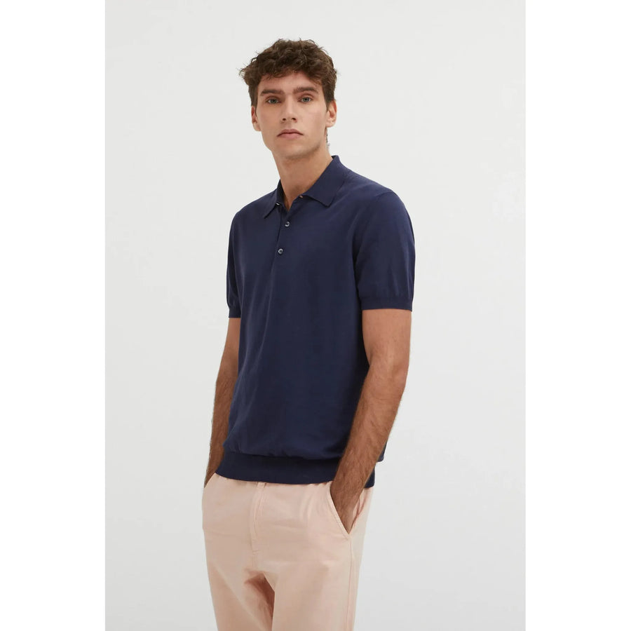 Baracuta Cotton Yarn IAFIL Knit Plain — Ivory / Navy Homme-BARACUTA-Industrie