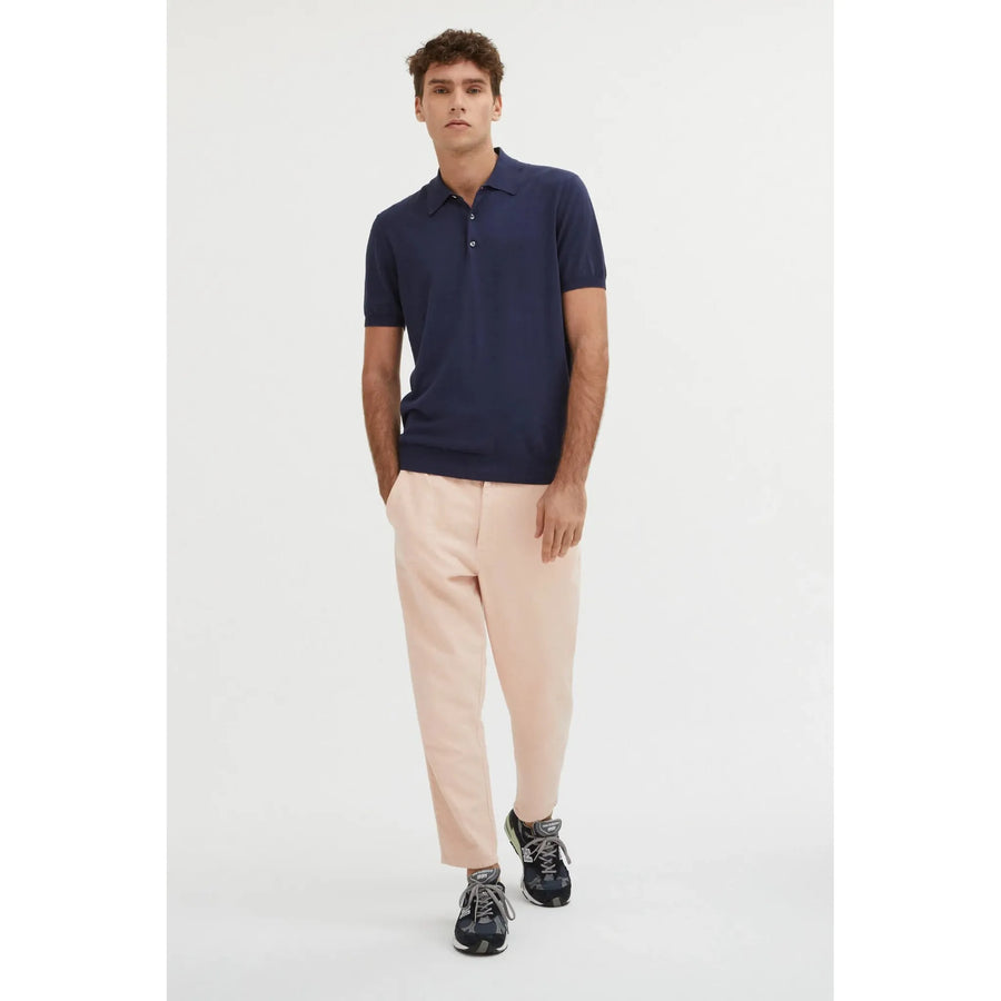 Baracuta Cotton Yarn IAFIL Knit Plain — Ivory / Navy Homme-BARACUTA-Industrie