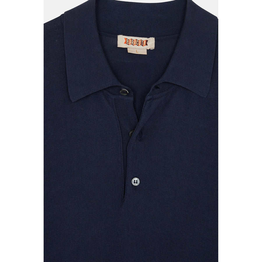 Baracuta Cotton Yarn IAFIL Knit Plain — Ivory / Navy Homme-BARACUTA-Industrie