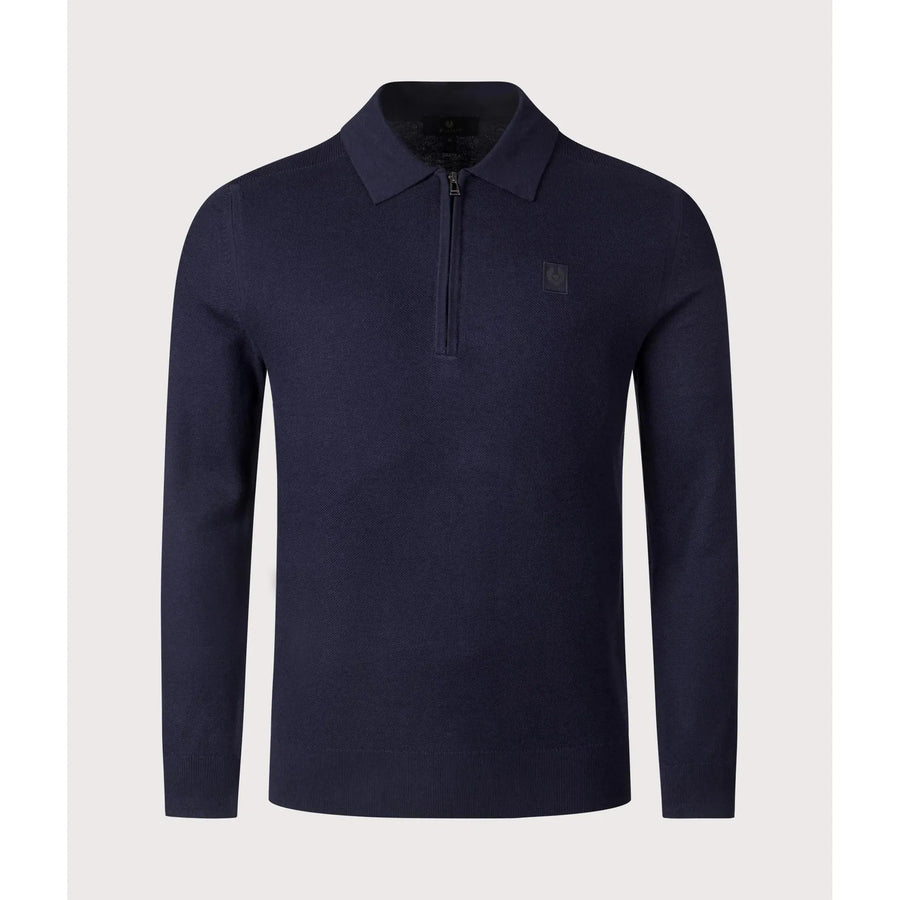 Belstaff Drift Knitted Polo — Dark Ink