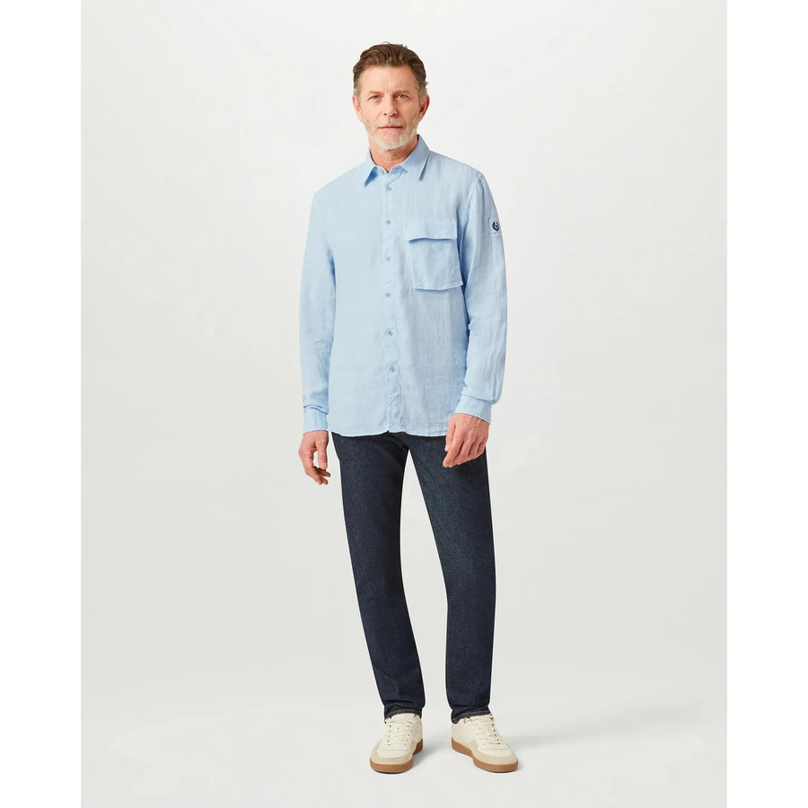 Belstaff Scale Shirt — Army Olive / Sky Blue Homme-BELSTAFF-Industrie