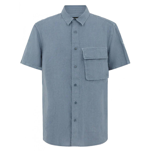Belstaff Scale Short Sleeve Shirt     Blue Flint 1
