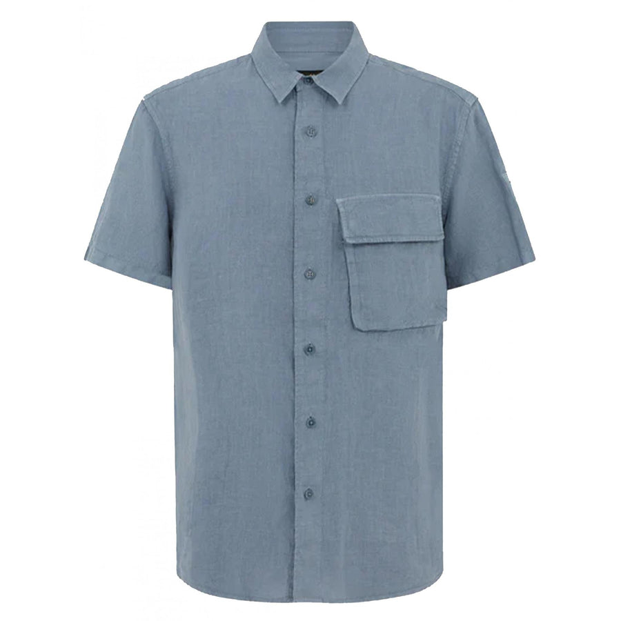 Belstaff Scale Short Sleeve Shirt — Blue Flint