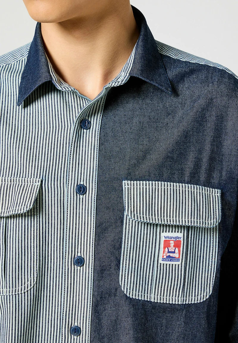 CASEY COLORBLOCK SHIRT MIXED DENIM WRANGLER 4