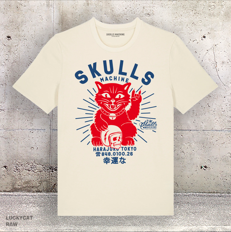 Skulls Machine T-shirt Luckycat — Raw