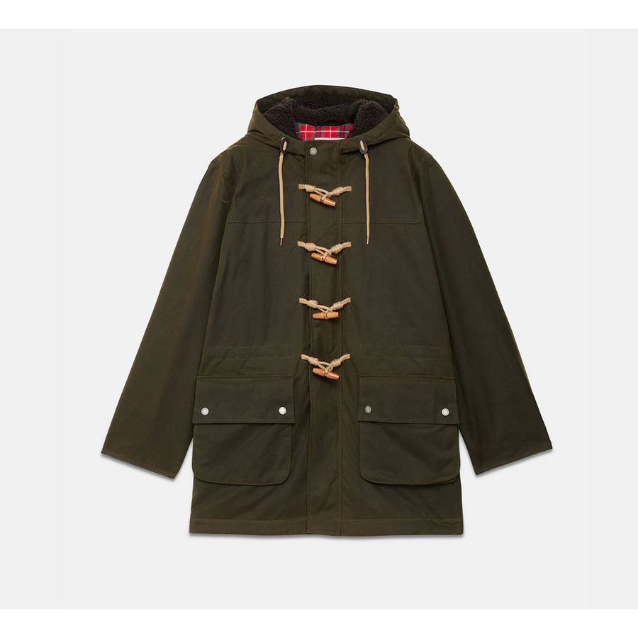 Baracuta Duffle Coat Ciré — Deep Moss Homme-BARACUTA-Industrie