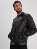 Daytona73 Bishop Hood Lamb Paolo Jacket — Black / Dark Cognac-DAYTONA73-Industrie