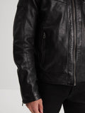 Daytona73 Bishop Hood Lamb Paolo Jacket — Black / Dark Cognac-DAYTONA73-Industrie