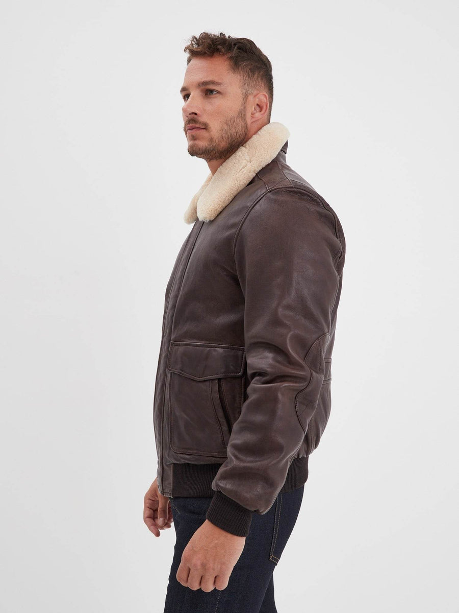 Daytona73 Corsair Fur Sheep Petrol Jacket — Brown-DAYTONA73-Industrie
