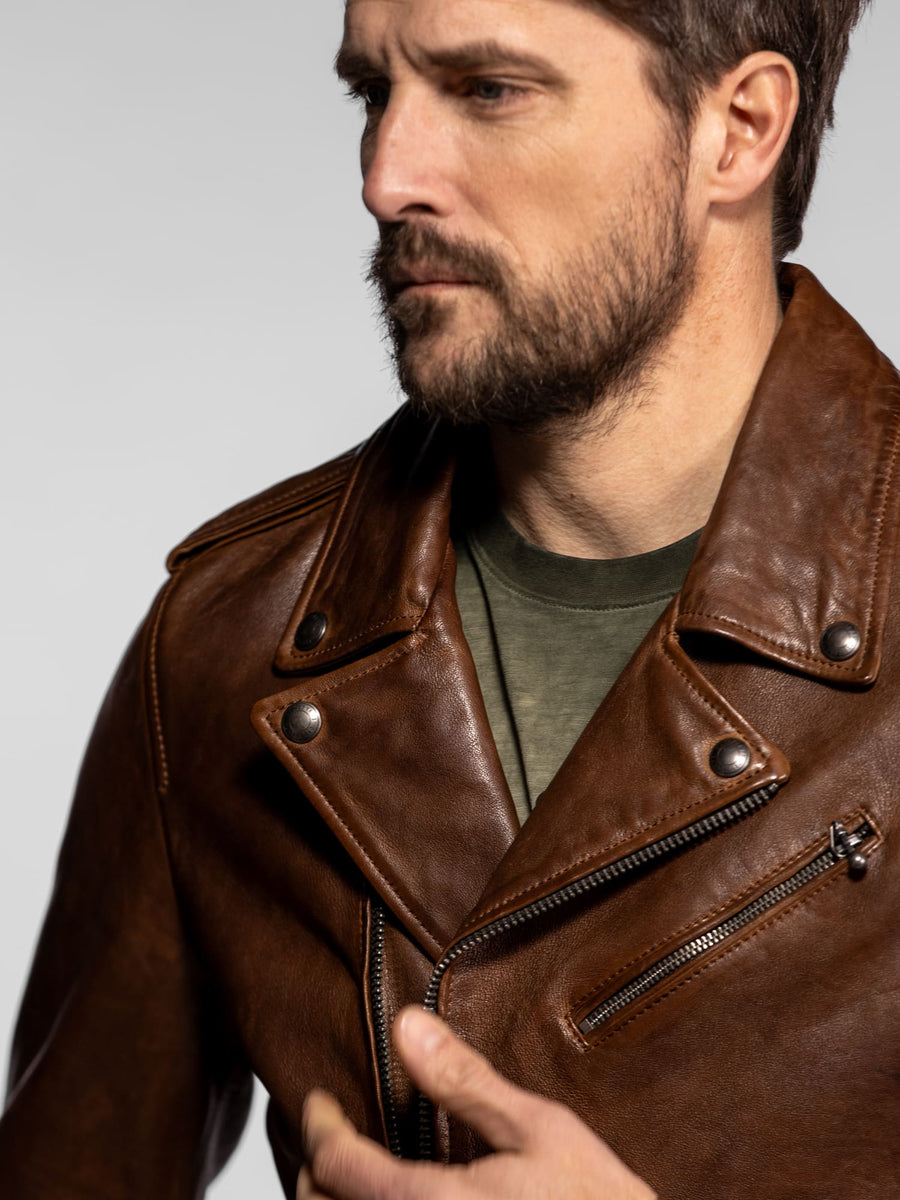 Daytona73 Golberg Lamb Paolo Jacket — Dark Cognac-DAYTONA73-Industrie