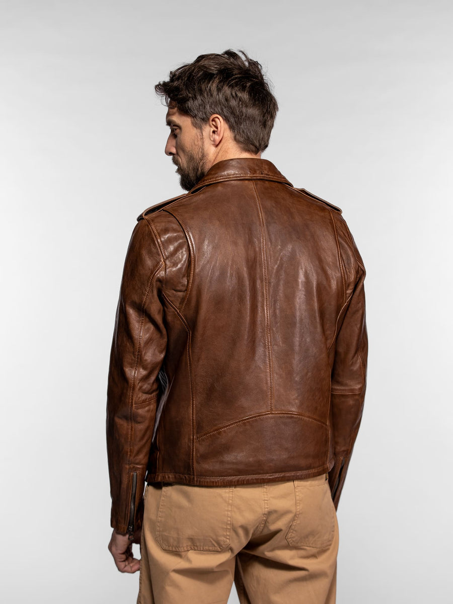 Daytona73 Golberg Lamb Paolo Jacket — Dark Cognac-DAYTONA73-Industrie
