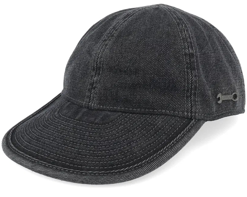 Stetson Casquette Engineer Cap Denim Garage Theme — Black Denim